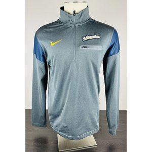 Milwaukee Brewers Sweatshirt Mens Gray 1/4 Zip MLB Baseball Nike Dri Fit Small